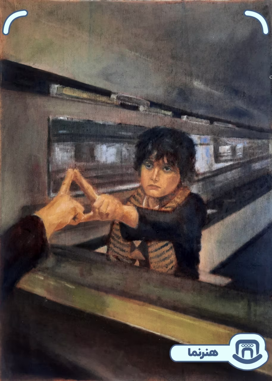 رنگ روغن روی بوم، ایگو، اثر فاطمه سادات شهپری، دانشجوی دانشگاه سمنان